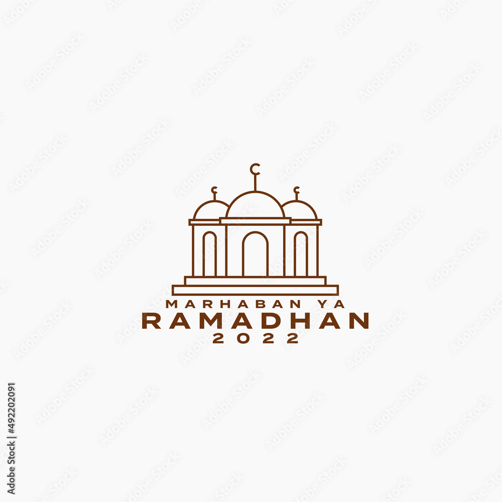 Ramadhan 2022 logo vector icon illustration design Premium Vector