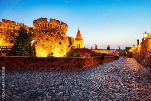 Illuminated Kalemegdan Fortress at Dusk, Belgrade