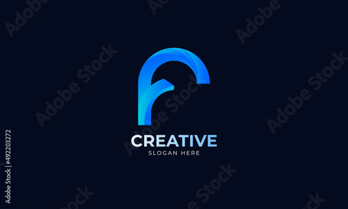 	
Letter F logo set with gradient design vector template