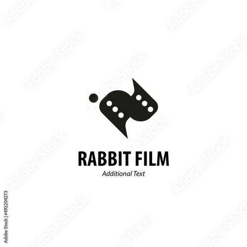 rabbit shaped film roll logo. suitable for the cinema business, films, production houses that move swiftly and always innovate