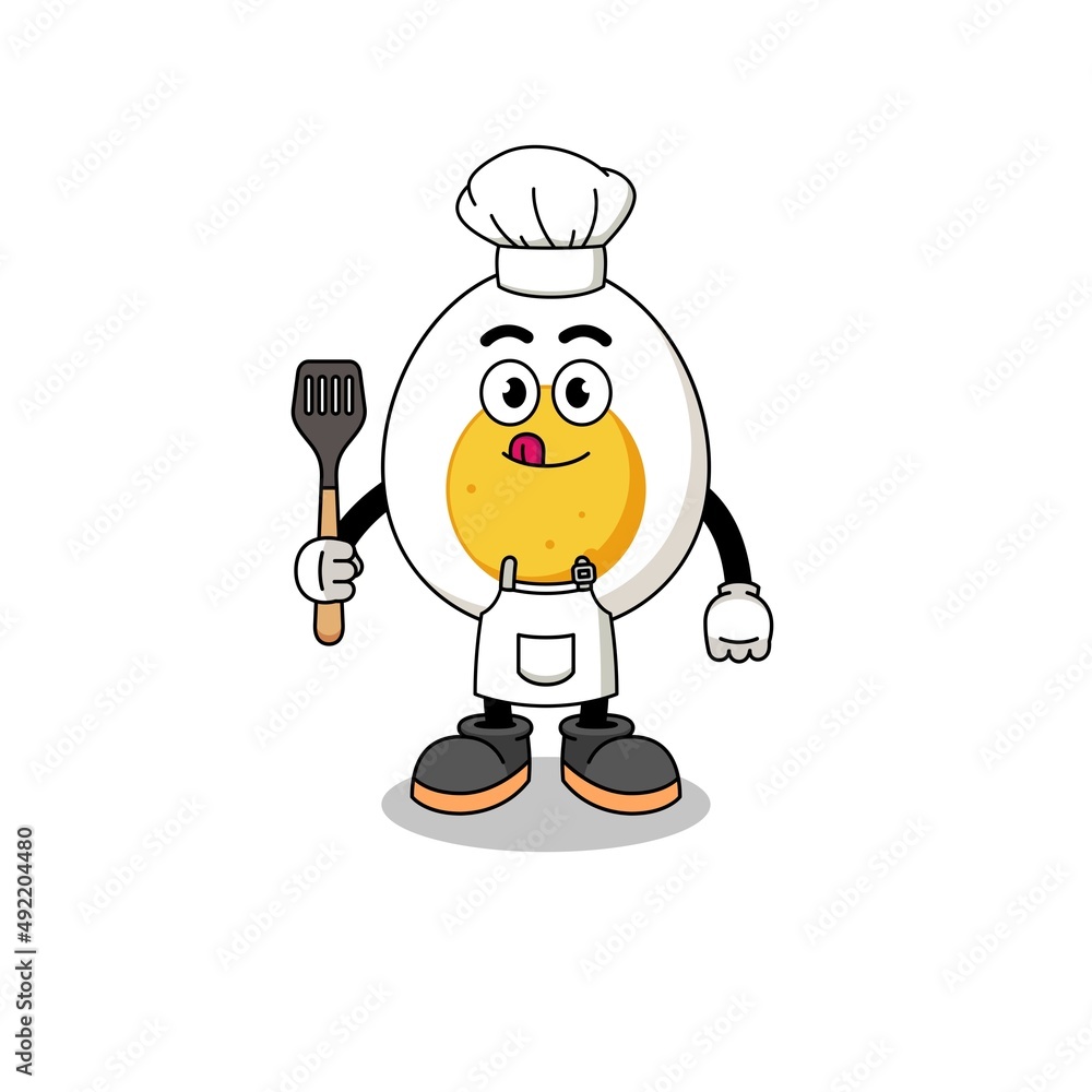 Mascot Illustration of boiled egg chef Mascot Illustration of boiled egg chef