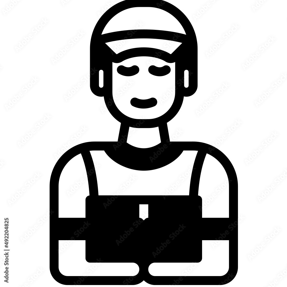 delivery boy solid line icon