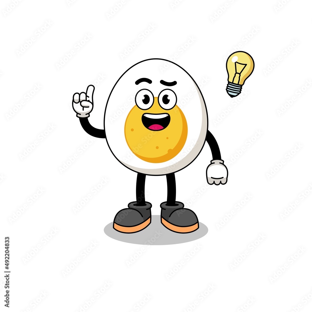 boiled egg cartoon with get an idea pose boiled egg cartoon with get an idea pose