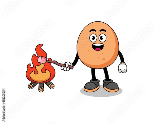 Illustration of egg burning a marshmallow