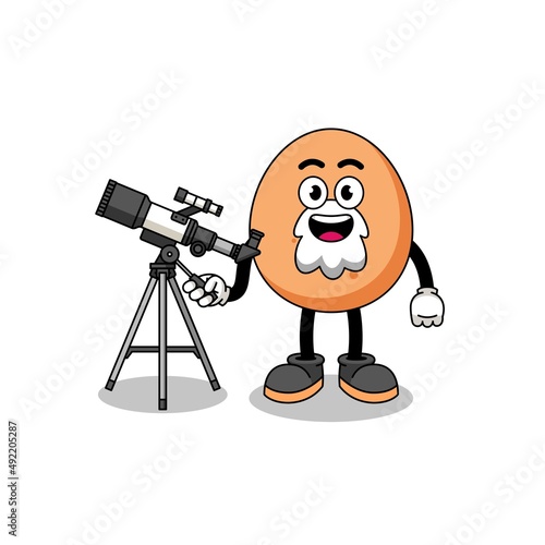 Illustration of egg mascot as an astronomer