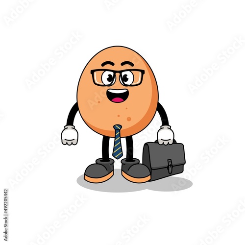 egg mascot as a businessman