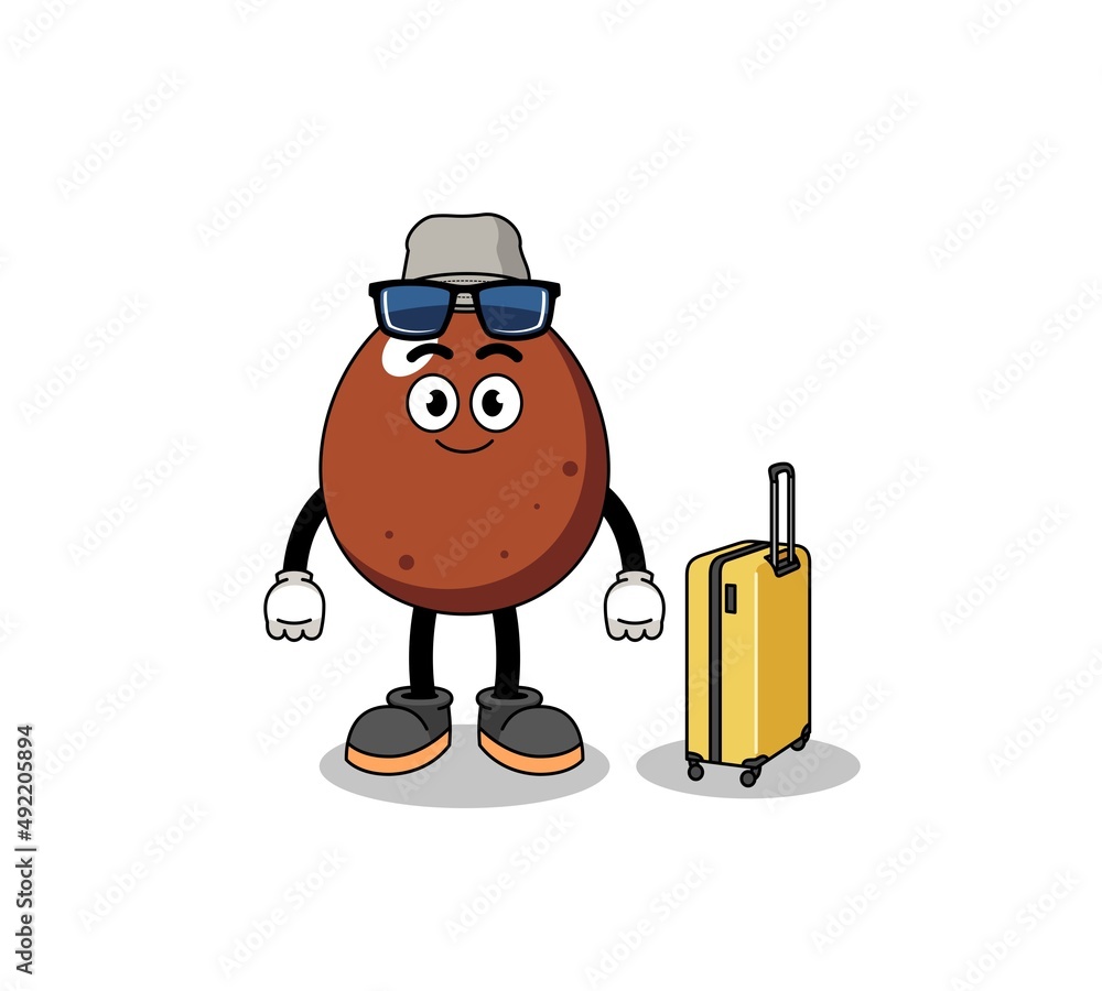 chocolate egg mascot doing vacation chocolate egg mascot doing vacation