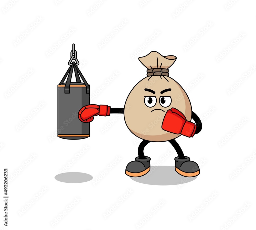 Illustration of money sack boxer