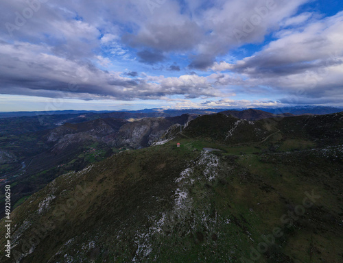 Drone flight in mountain with wide angle (Asturias-SPAIN)