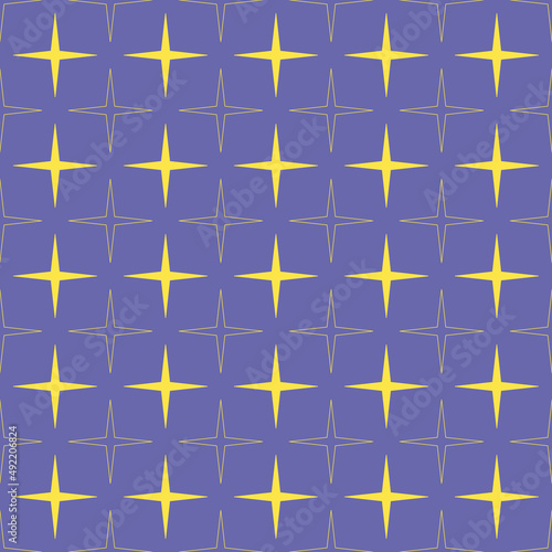 Stars pattern seamless background of yellow and lilac color