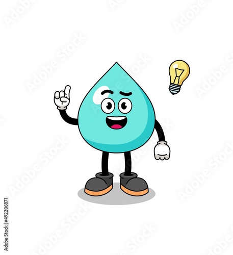 water cartoon with get an idea pose