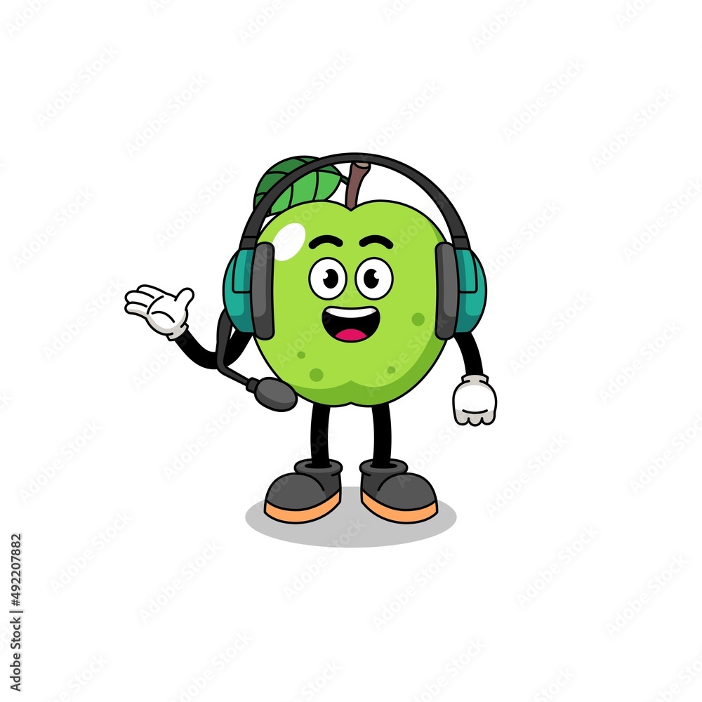 Mascot Illustration of green apple as a customer services