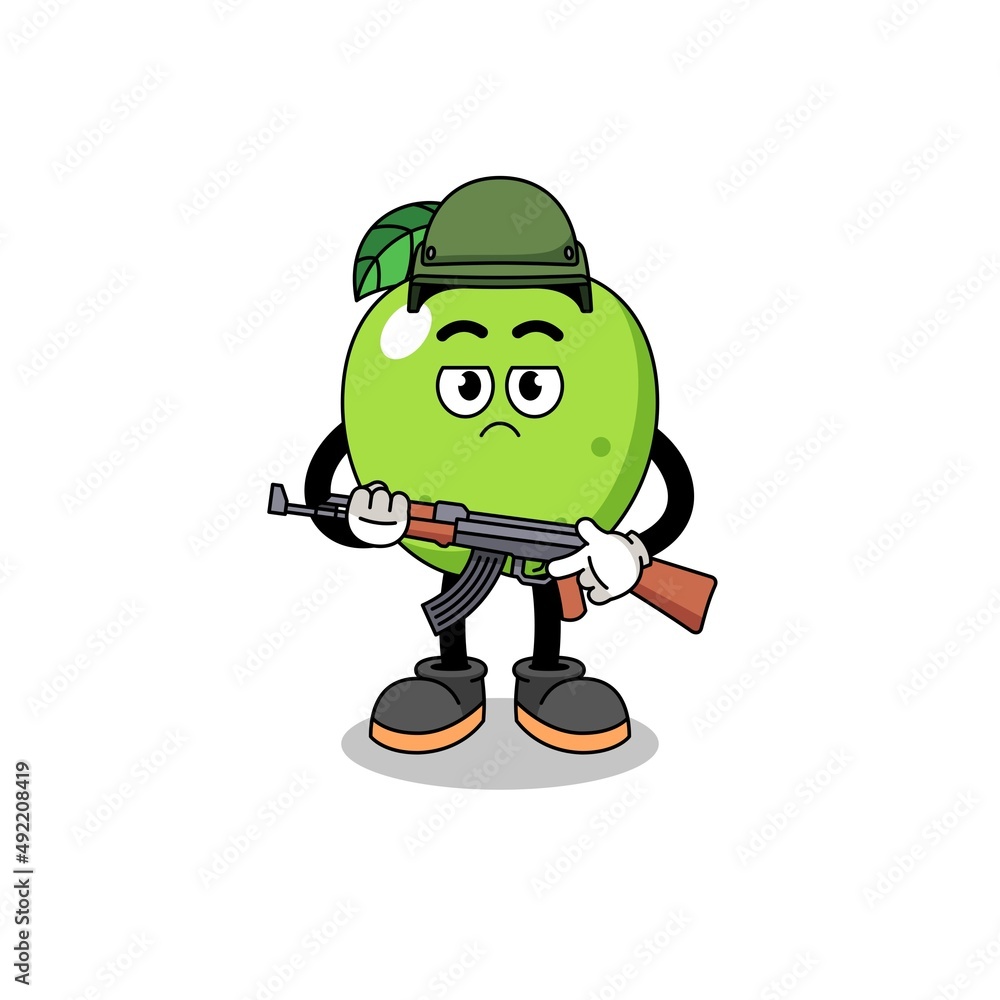 Cartoon of green apple soldier