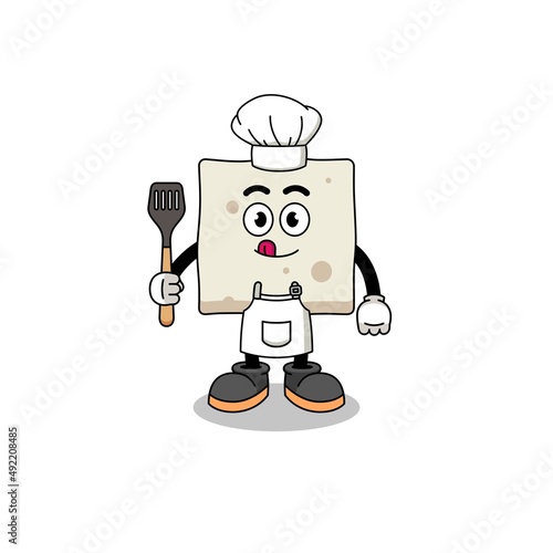 Mascot Illustration of tofu chef