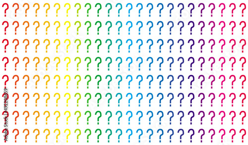 Colorful question mark quiz night background. Colorful rainbow design vector illustration. Bright color design background. Trendy rainbow art