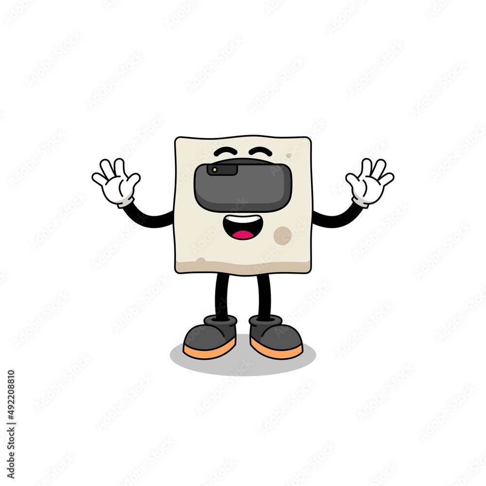Illustration of tofu with a vr headset Illustration of tofu with a vr headset