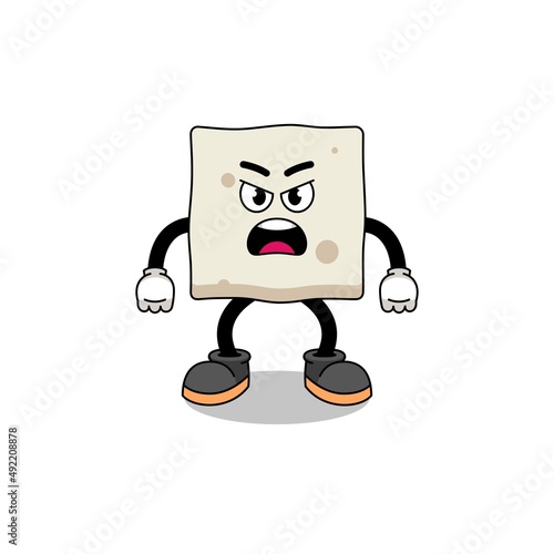 tofu cartoon illustration with angry expression