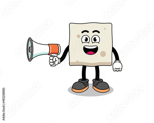 tofu cartoon illustration holding megaphone