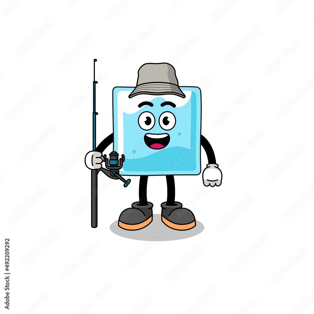 Mascot Illustration of ice block fisherman Mascot Illustration of ice block fisherman
