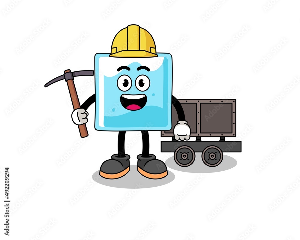 Mascot Illustration of ice block miner Mascot Illustration of ice block miner