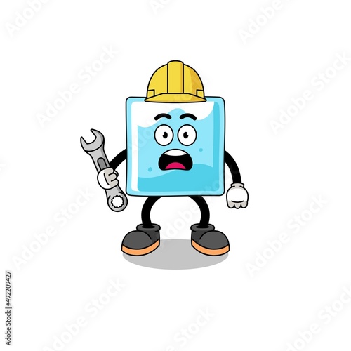 Character Illustration of ice block with 404 error