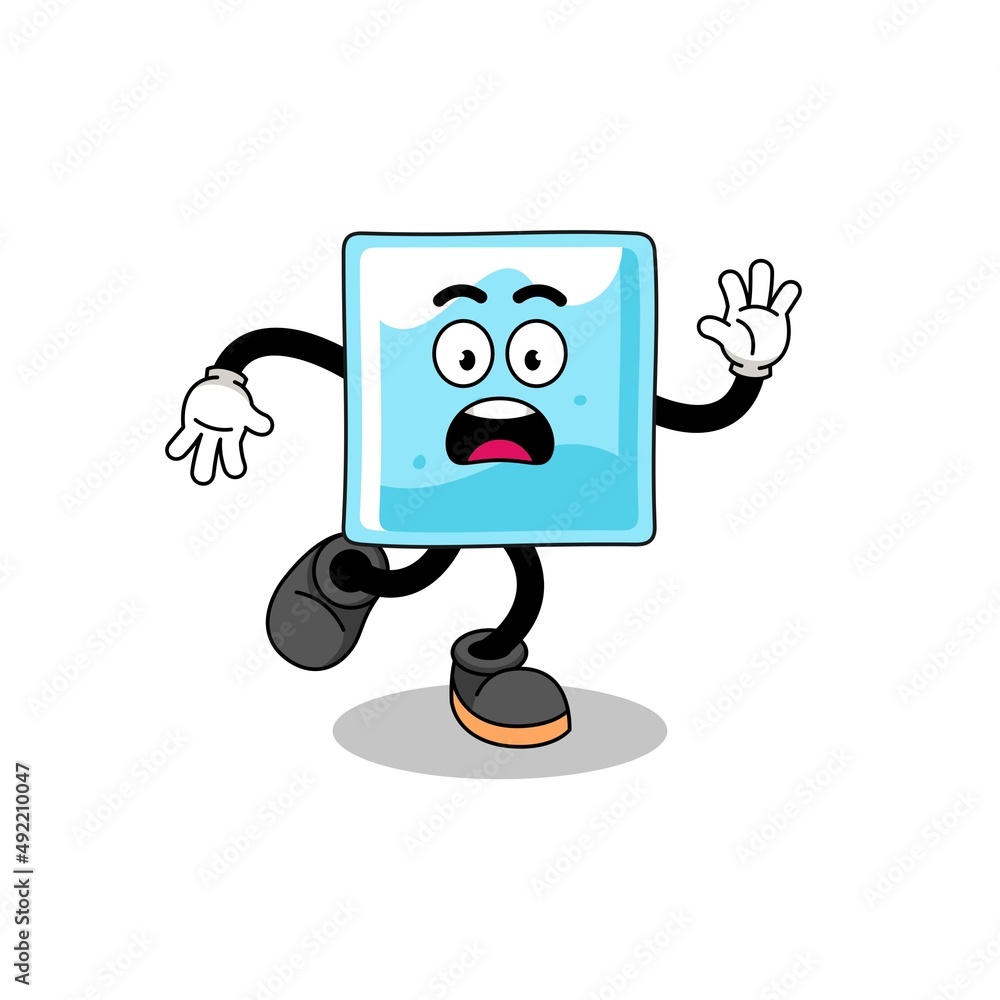 slipping ice block mascot illustration slipping ice block mascot illustration
