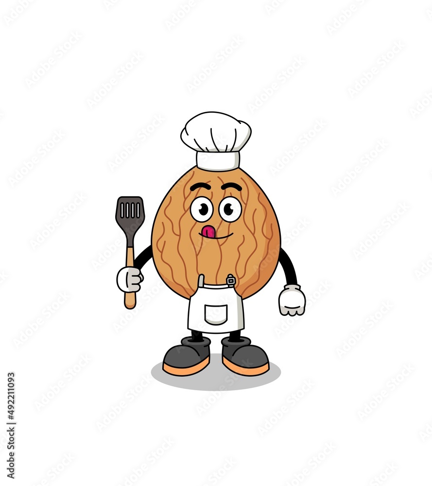 Mascot Illustration of almond chef