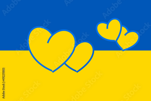 Ukraine Flag with Heart Background.