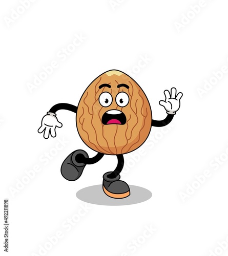 slipping almond mascot illustration