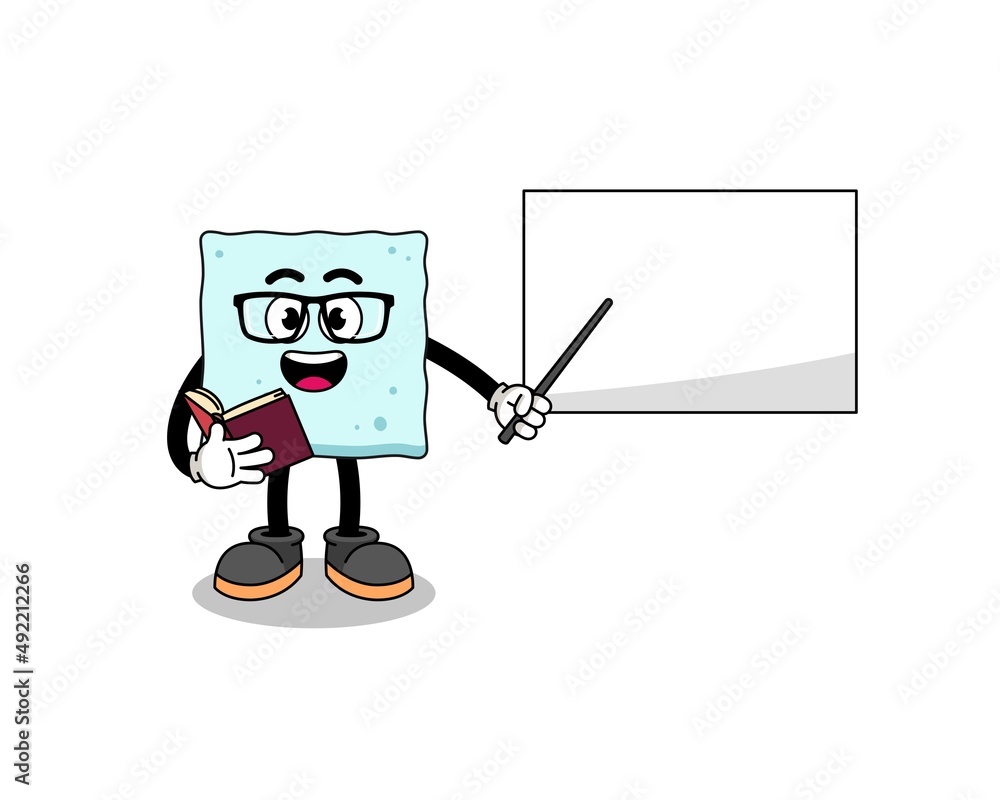 Mascot cartoon of sugar cube teacher