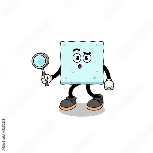 Mascot of sugar cube searching