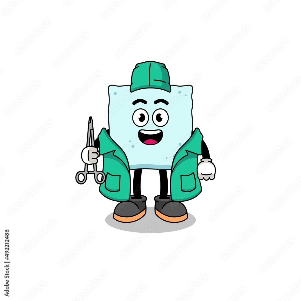 Illustration of sugar cube mascot as a surgeon Illustration of sugar cube mascot as a surgeon
