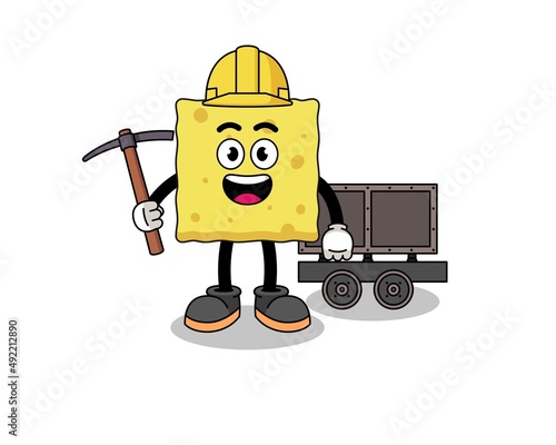 Mascot Illustration of sponge miner