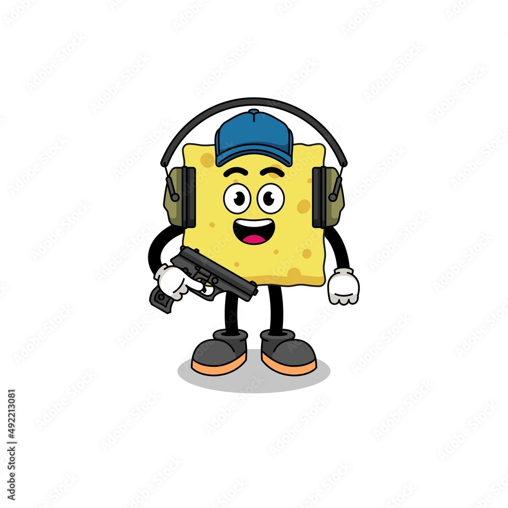 Character mascot of sponge doing shooting range Character mascot of sponge doing shooting range