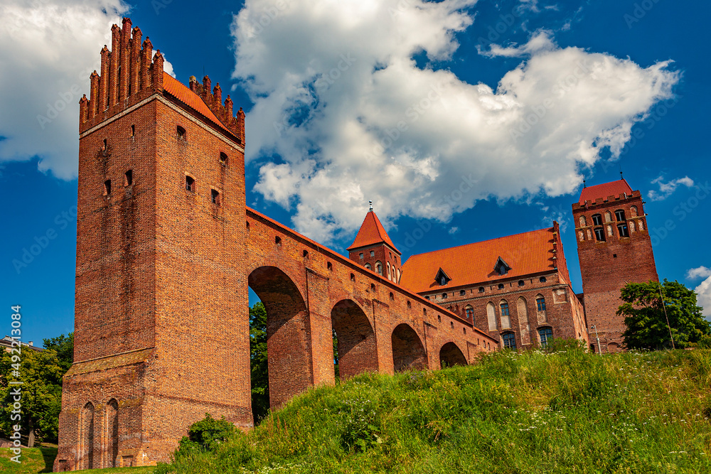 Poland. Kwidzyn. The Castle of the Teutonic Order (Knights) seen from the side of the imposing dansker (toilet tower)