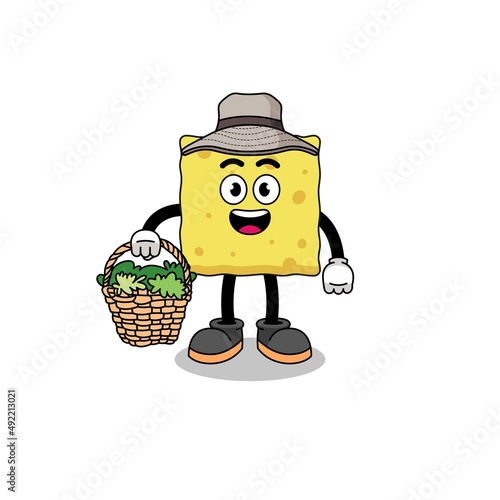 Character Illustration of sponge as a herbalist