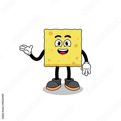 sponge cartoon with welcome pose