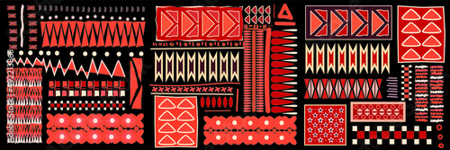 Ethnic carpet with geometric mosaic aztec style stripes on tile. majolica Antique interior,modern rugs,geographic print on kente clot textile.Tribal vector ornament seamless african pattern.multicolor