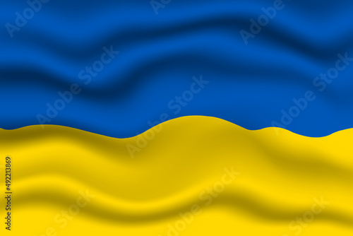 Ukraine flag wave on flag realistic effect. Fabric textile waving on wind effect vector illustration	