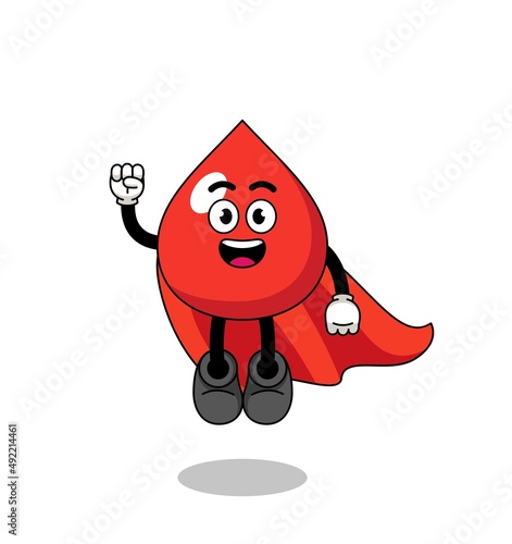 blood cartoon with flying superhero