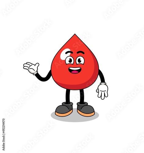 blood cartoon with welcome pose