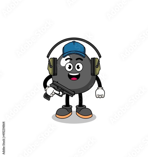 Character mascot of oil doing shooting range