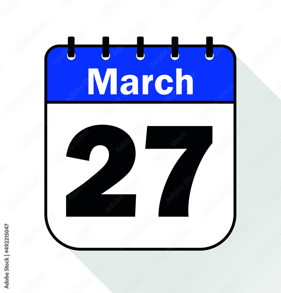 March day 27 blue - Calendar Icon - Vector Illustration March day 27 blue - Calendar Icon - Vector Illustration
