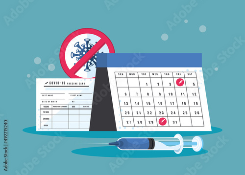 covid19 vaccine calendar and syringe