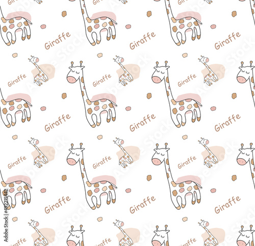 Seamless pattern with cute giraffes.
Children's pattern for textiles and accessories
