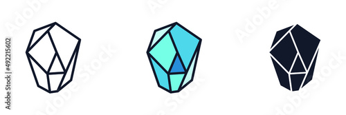 crystal diamond gemology icon symbol template for graphic and web design collection logo vector illustration