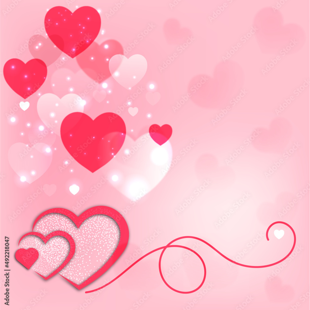Love hearts pink background
