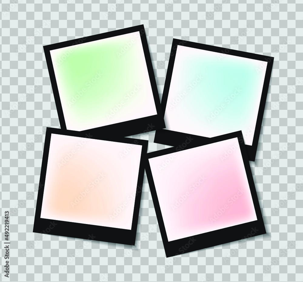 Set of vector Photo frame mockup design on sticky tape isolated on transparent background Set of vector Photo frame mockup design on sticky tape isolated on transparent background
