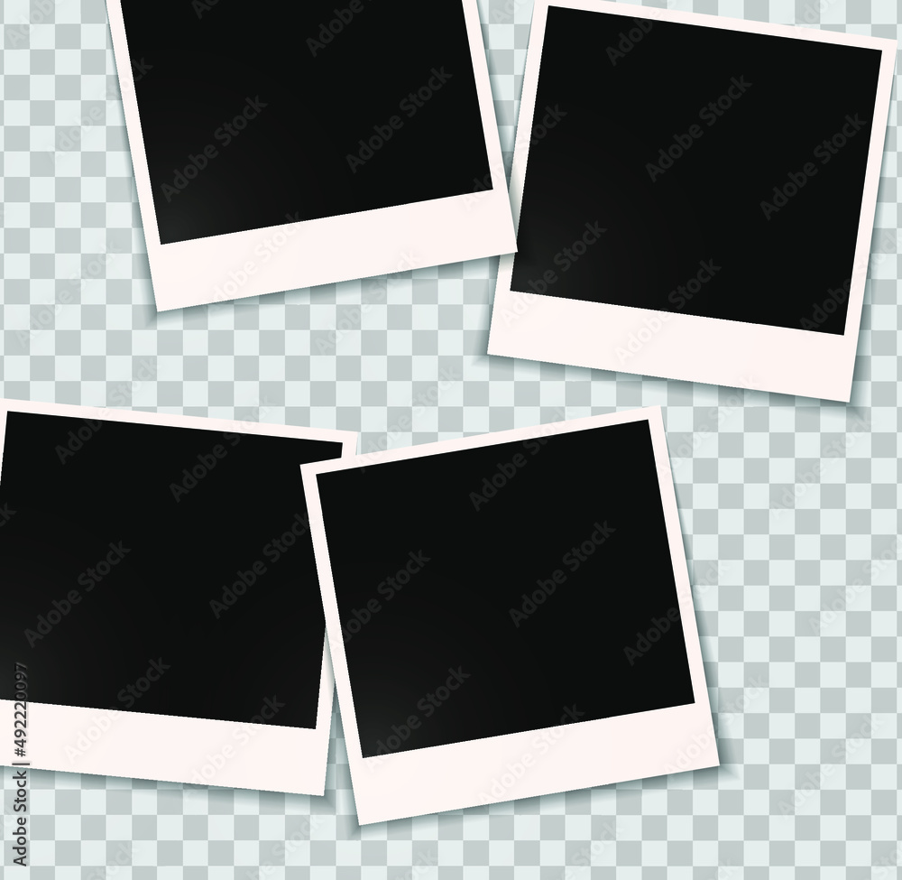 Set of vector Photo frame mockup design on sticky tape isolated on transparent background Set of vector Photo frame mockup design on sticky tape isolated on transparent background