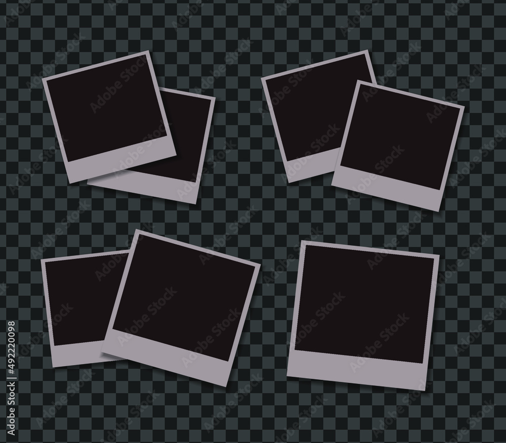 Set of vector Photo frame mockup design on sticky tape isolated on transparent background Set of vector Photo frame mockup design on sticky tape isolated on transparent background
